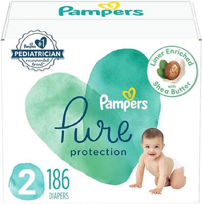 Amazon.com: Pampers Pure Protection Diapers Size 2, 186 count - Disposable Diapers : Baby