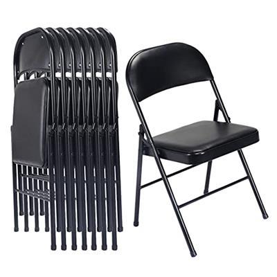 Karl home 6 Pack Black Folding Chairs with Padded Seats for Outdoor & Indoor, Portable Stackable Commercial Seat with Steel Frame for Events Office We