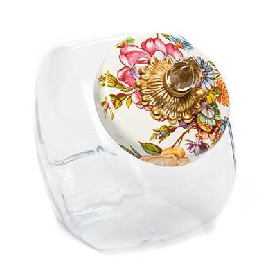 White Sweets Jar with Flower Market Lid