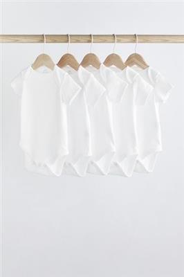 Buy White Essential 5 Pack Baby Short Sleeve Bodysuits from the Next UK online shop