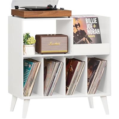 LELELINKY Large Record Player Stand, Turntable Stand with Storage, Vinyl Record Holder with Display Area, Record Player Table Holds Up to 300 Albums,