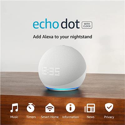 2022 Echo Dot 5th Gen Smart Speaker with Clock | Cloud Blue | Amazon