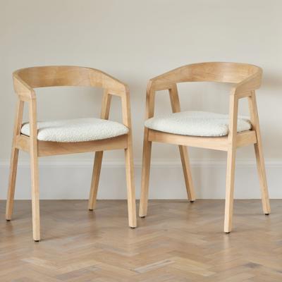 Ella Boucle Dining Armchairs - Set of 2 - Whitewash Oak Legs
 – Laura James