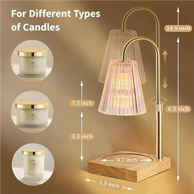 Amazon.com: ZXMEAN Candle Warmer Lamp with Dimmer, Electric Candle Warmer for Jar Candles, Bedroom Home Decor, 2H/4H/8H Timer Adjustable Height with 2