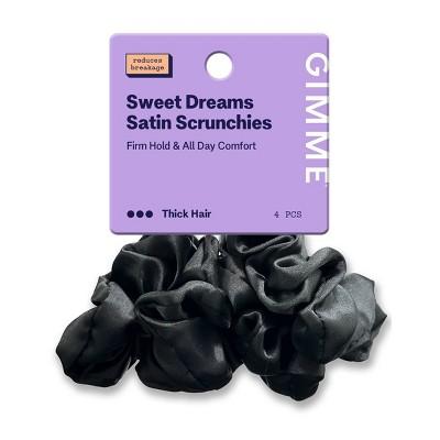 Gimme Beauty Sweet Dreams Satin Scrunchies for Thick Hair - Black - 4ct: Hair Elastic, Nylon, Spandex, Hair Styling. : Target
