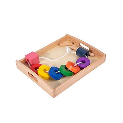 Adena Montessori Lacing with Tray Educational Stringing Bead Set for Fine Motor Skills Development Baby Hands-on Ability Toys for 1-2 Years Old Toddle
