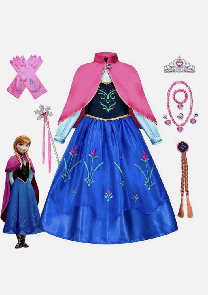 Girls Frozen Anna Fancy Dress Costume Cape Princess Party Birthday Kid Halloween  | eBay UK