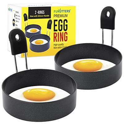FUNUTTERS Egg Rings, 3.5, Nonstick, Professional and Large, Stainless Steel Egg Rings For Frying Eggs and Egg Mcmuffins, Egg Mold For Breakfast, Min