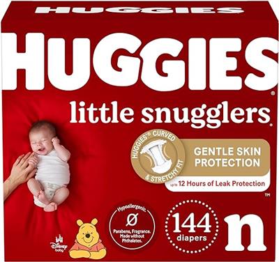 Amazon.com: Huggies Newborn Diapers, Little Snugglers Newborn Diapers, Size Newborn (up to 10 lbs), 144 Count : Baby