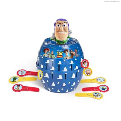 TOMY Pop Up Buzz Lightyear Game, Toy Story Kids Action Game, Family Guessing Game with Pegs, Fun Disney Pixar Buzz Lightyear Barrel Game, Fast Turn-Ta