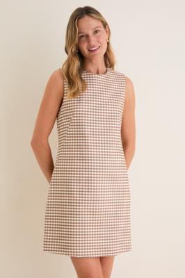 Mocha Gingham Yvette Sheath Dress | Tuckernuck