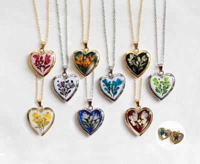 Custom Locket, Personalized Locket, Handmade Real Flower Heart Photo Locket, Sterling Silver Locket, Memorial Gift Keepsake Birthday Gift - Etsy