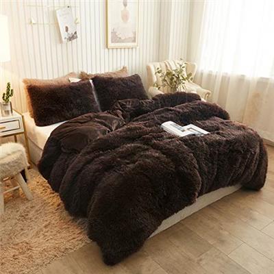 XeGe Plush Shaggy Duvet Cover, Luxury Ultra Soft Crystal Velvet Fuzzy Bedding 1PC, Fluffy Furry Comforter Cover for Bedroom Home Decoration(1 Faux Fur