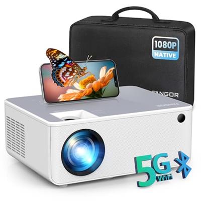 FANGOR 1080P HD Projector, WiFi Bluetooth Projectors, Max 230” Projection Screen Portable Home Theater Video Movie Proyector With Tripod, Compatible w