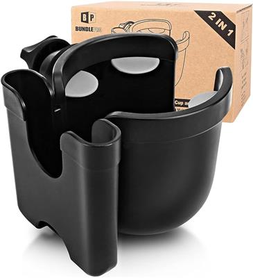 Amazon.com: Universal Stroller Cup Holder with Mobile Phone Case, 2-in-1 Strollers Storage Rack, 360 Degrees Rotation Drink Holder for Bike, Pushchair