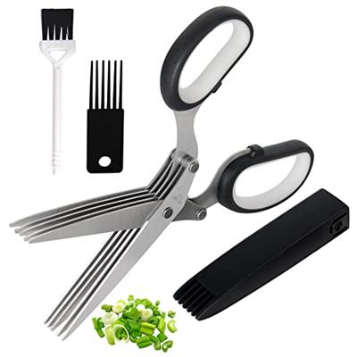 ShangTianFeng salad scissors, Herb Scissors with 5 Blades and Cover,Kitchen 5 Stainless Steel Blade Herb Cutting Shears Scissors, Shredding Scissors f