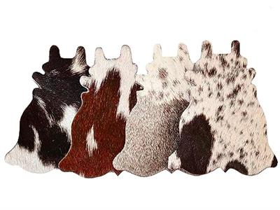 Cowhide Coaster Set of 4 pcs Natural Cowhide Drink Coasters Hair On Cow Shape Coasters Leather Tea Cup Coasters Home Décor & Home Living Ideas (Cow Sh