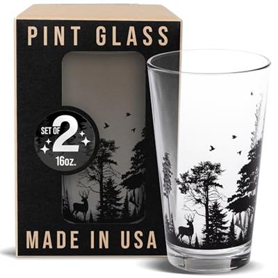 Black Lantern Handmade Themed Pint Glasses – Pint Glasses in Unique Designs for Craft Beer Enthusiasts and Home Bars - (Set of Two 16oz. Glasses) Fore