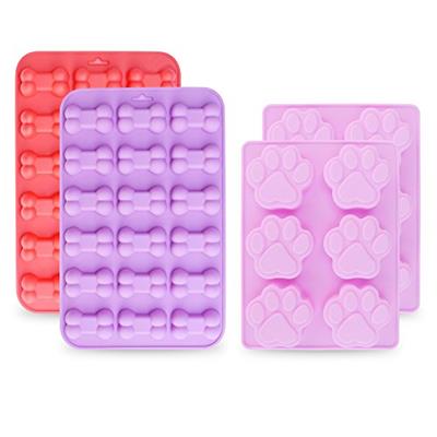 homEdge Jumbo Puppy Dog Paw (6 Cavity) and Bone Molds, Non-Stick Food Grade Silicone Dog Treats Molds, Silicone Mold for Chocolate, Candy, Jelly, Ice