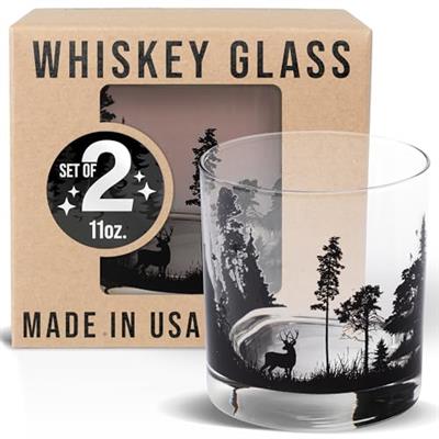 Black Lantern Handmade Whiskey Glasses - Unique Themed Cocktail & Everyday Use Drinking Glasses, Perfect for Outdoor Enthusiasts & Nature Lovers - (Se