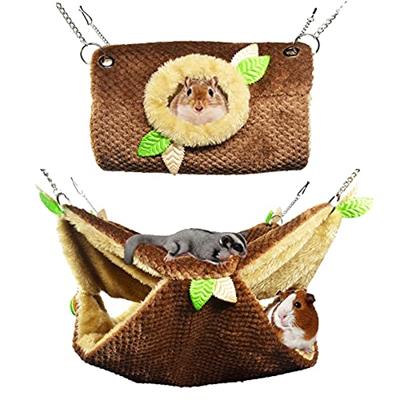 Small Animal Hammock, Hamster Hanging Bunkbed Hammock & Tunnel Warm Bed House Cage Nest Cage Hanging Tunnel and Hammock for Sugar Glider Squirrel Hams