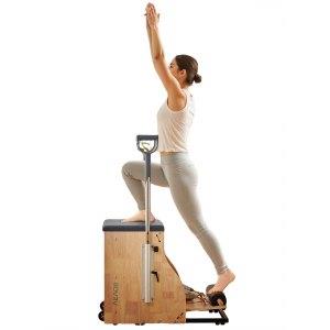VEVOR Pilates Chair, Split-Pedal Stability Combo Chairs with Handles, Rubber Wood Frame Yoga Fitness Trainer, Exercise Reformer, Pilates Resistance-Wo