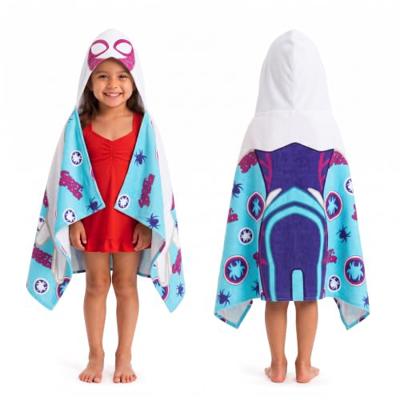 Jay Franco Marvel Spidey and Friends Kids Hooded Towel Bath Wrap, Blue | Ghost Spider,22 x 51 Inches, Official Product, Cotton Terry, Dress Up, Beach
