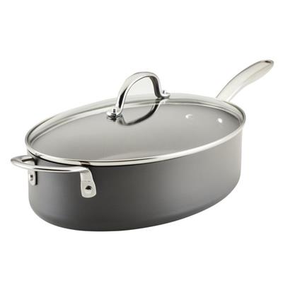 Rachael Ray Hard Anodized Nonstick Cookware Oval Saute Pan With Helper Handle And Lid, 5 Quart, Gray & Reviews | Wayfair
