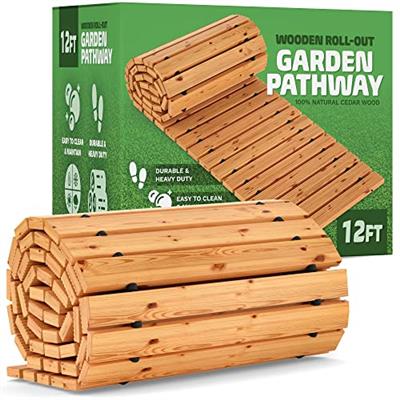 Zyppio Roll-Out Garden Pathway, 12’ Long, Straight, Weather-Resistant Walkway for Outdoor Patios, Gardens, Beach Boardwalks, and Wedding Party Events,