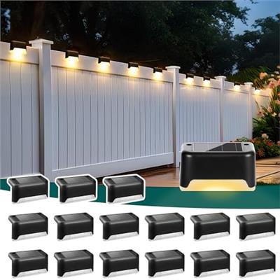 SOLPEX Solar Deck Lights Outdoor 16 Pack, Solar Step Lights Waterproof Led Solar Lights for Outdoor Stairs, Step, Fence, Yard, Patio, and Pathway(Warm