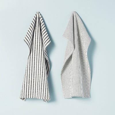 2ct Ticking Stripe Kitchen Towel Set Dark Gray/cream - Hearth & Hand™ With Magnolia : Target