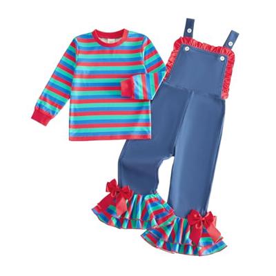Thorn Tree Toddler Girl Halloween Outfit Horror Movie Long Sleeve Shirts Flare Pants Overalls Girls Fall Clothes (Multicolor, 3-4T)