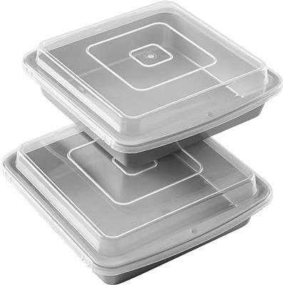 Amazon.com: Wilton Recipe Right Non-Stick 9-Inch Square Baking Pan with Lid, Steel Baking Pans with Plastic Lid, Set of 2: Home & Kitchen