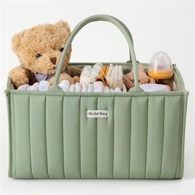 Blissful Diary Baby Diaper Caddy Organizer, Stylish Nursery Storage Basket - Gift for Baby Shower, Baby Registry Must Have, Newborn Essentials - Baby