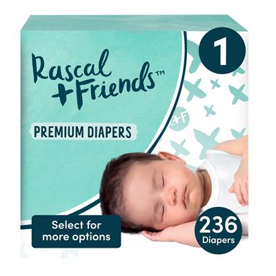 Rascal + Friends Premium Diapers Size 1, 236 Count (Select for More Options) - Walmart.com