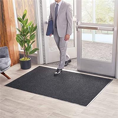 Consolidated Plastics Brush Dry Indoor/Covered Outdoor Entrance Floor Mat, 3 Width x 6 Length, Charcoal