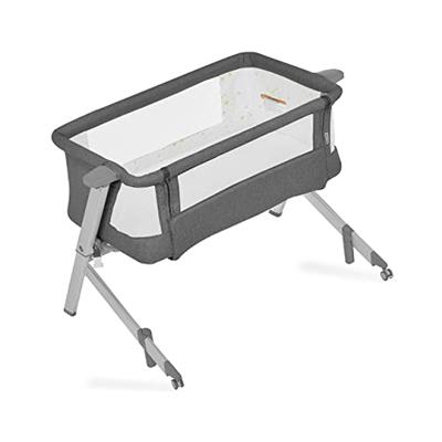 Dream On Me Skylar Bassinet and Bedside Sleeper in Grey, Lightweight and Portable Baby Bassinet, Five Position Adjustable Height, Easy to Fold and Car