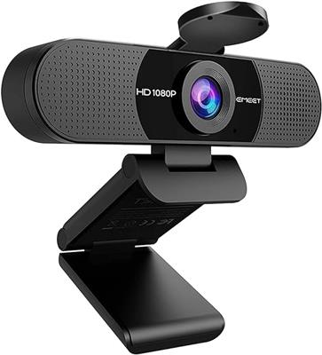 EMEET 1080P Webcam with Microphone, C960 Web Camera, 2 Mics Streaming Webcam with Privacy Cover, 90°View Computer Camera, Plug&Play USB Webcam for Cal