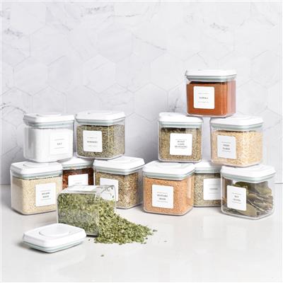 Push Top Spice Container | 12 Set | White Lid