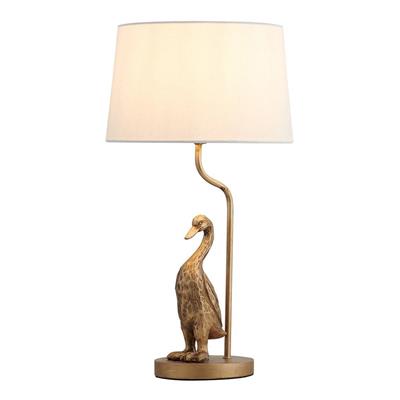 Duck Table Lamp Pewter Iron / Creem Fabric - LL-27-0226