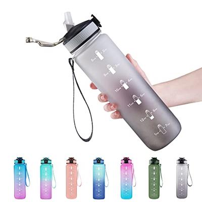 32 oz Water Bottle with Time Marker, Carry Strap, Leak-Proof Tritan BPA-Free, Ensure You Drink Enough Water for Fitness, Gym, Camping, Outdoor Sports