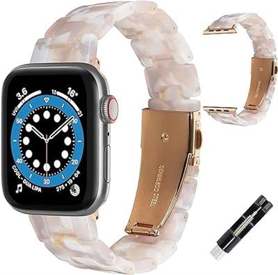 COCO STARKE Resin Watch Band Compatible with Apple Watch band 38mm 40mm 41mm 42mm 44mm 45mm 49mm Thin Light Resin Strap Bracelet Replacement for iWatc