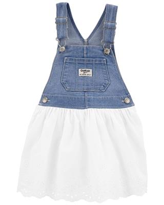 White Baby Eyelet Denim Jumper Dress | oshkosh.com