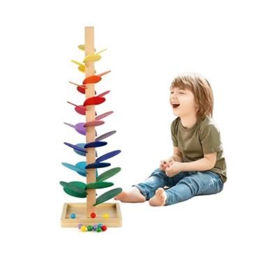 Rainbow Musical Tree Building Blocks Toy Ball Drop Toy for Kids,Wooden Marble Music Tree Educational Montessori Toy Boy & Girl Gifts