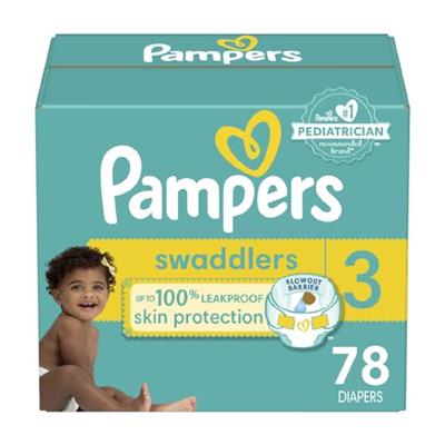 Pampers Swaddlers Diapers - Size 3, 78 Count, Ultra Soft Disposable Baby Diapers