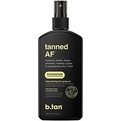 b.tan Best Tanning Oil | Get Tanned Intensifier Dry Spray - Get a Fast, Dark Outdoor Sun Tan From Tan Accelerating Actives, Packed with Moisturizing O