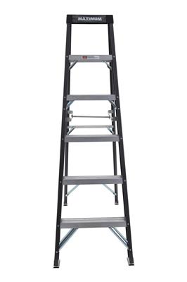 MAXIMUM Grade 1 Fiberglass Heavy-Duty Industrial Step Ladder, 250-lb, 6-ft