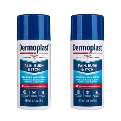 Dermoplast Pain, Burn & Itch Relief Spray for Minor Cuts, Burns and Bug Bites, 2.75 Oz, Pack of 2 (Packaging May Vary)