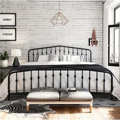 King Size Adjustable Metal Bed Black
