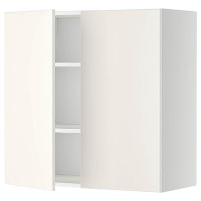 METOD wall cabinet with shelves/2 doors, white/Veddinge white, 80x80 cm - IKEA